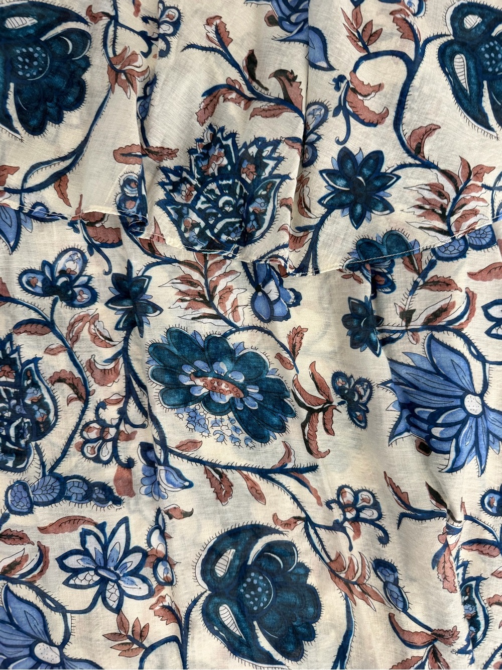 THML Boho Floral Tiered Maxi Dress in Blue and Cream - Picture 3 of 9